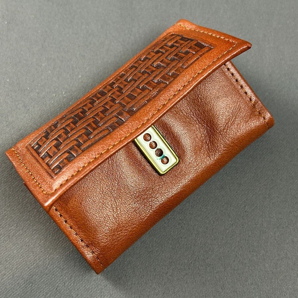 Vintage NOS Amity Brown Leather Folding Key Case Holder - Picture 10 of 15